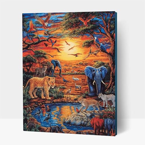 5D Diamond Painting Erwachsene, Diamant Malen Nach Zahlen Elefant mit Diamond Painting Zubehör Set Leopard, Vollbohrer leinwand Malen, Diamant Cross Stitch Bastelset Erwachsene 30x40 cm JXL1-1252 von JXLEULIN