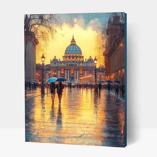 5D Diamond Painting Erwachsene, Diamant Malen Nach Zahlen Stadt mit Diamond Painting Zubehör Set Kirche, Vollbohrer leinwand Malen, Diamant Cross Stitch Bastelset Erwachsene 30 x 40 cm JXL1-1362 von JXLEULIN