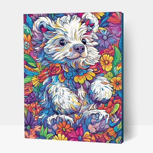 Diamond Painting kinder Tier Diamond Painting Hund, DIY Crystal art Cross Stickerei Basteln Erwachsene, 5D Diamant Malen Nach Zahlen Erwachsene, Home Wand Dekor, Geschenke für Frauen 35x50cm JXL1-1403 von JXLEULIN