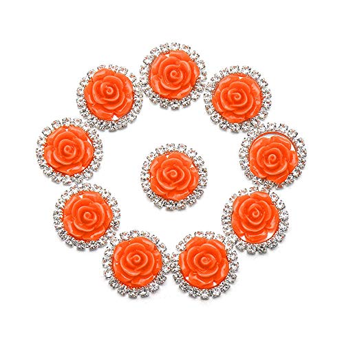 JXX Knöpfe 10PCS 16mm Strass Schneeflocke Cabochon Metall Vintage Buttons-Orange von JXX