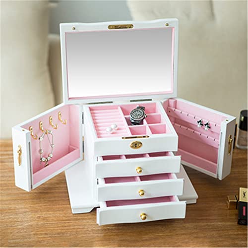 JXXUIRUIEEN Schmuckkästchen Organizer Schmuckschatulle aus Holz, Aufbewahrungsbox for streitende Armbänder(Pink) von JXXUIRUIEEN