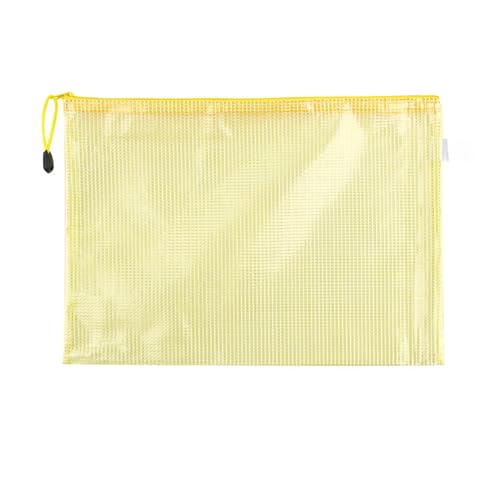 Leder Aktenordner Grid Zip Datei Tasche A4 Transparent Handheld Datei Tasche Student Wasserdichte Datei Tasche(Yellow) von JXXUIRUIEEN