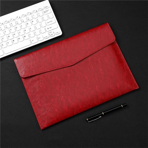 Leder Aktenordner PU Leather A4 Data File Bag Business Office PU Leather File Bag(Red) von JXXUIRUIEEN