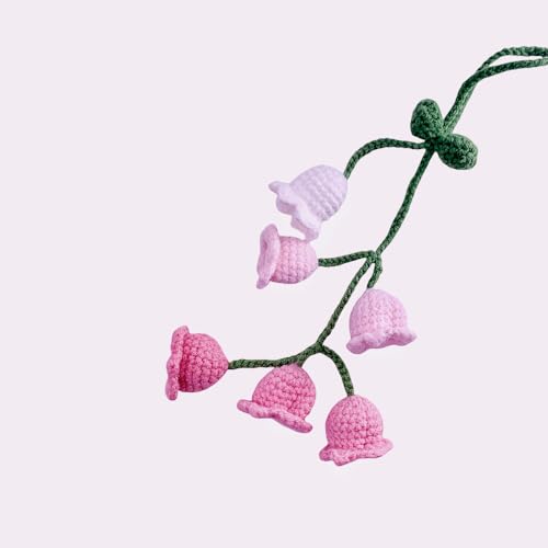 Mix Bunte niedliche Häkelblume zum Aufhängen, Autozubehör für Damen, Rückspiegel, handgestrickte Blumendekoration für Autospiegel (Weiß / Rosa) von JY JUYU