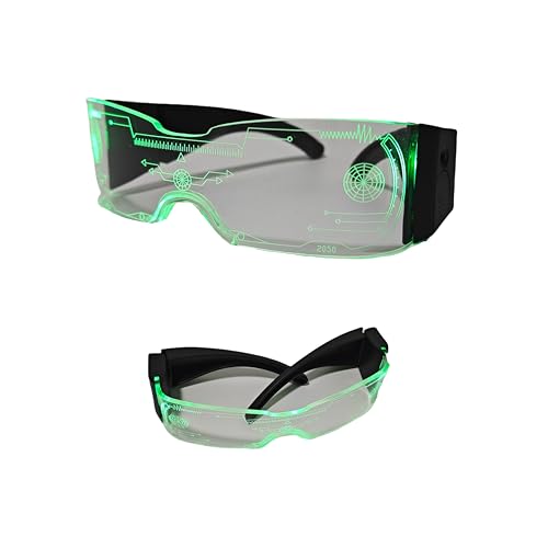 JYB Hopefuture Cyberpunk Faltbar Leuchtende Brille, Decoration Party Bunte LED Kaltlichtlinsenbrille von JYB Hopefuture