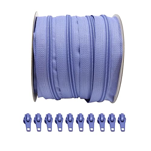 25 Meter Reißverschluss Nylon Durchgehender + 10 Automatische Metallschieber 5#, Reißverschluss zum Nähen von Kleidung, Reißverschluss Meterware, (Violett 169, 25m + 10C) von JYC CREATIVE