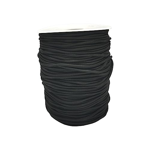 Elastische Schnur, Schwarz, Rund, Elastisches Garn, Garn, für Armbänder, Halsketten und Schmuck, ideal für Bastelarbeiten, (2mm, elastisches Schwarz - 100 Meter) von JYC CREATIVE