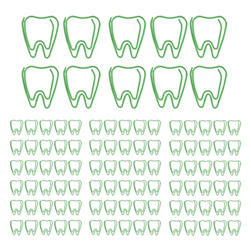 JYCRA 100 Stück Niedliche Büroklammern in Zahnform, Tragbare Mini-Büroklammern mit Aufbewahrungsbox, Lustige Dokumenten-Organisationsklammern von JYCRA