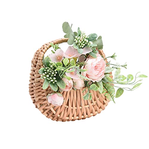 JYCRA Kleiner Weidenkorb mit Griff, Rattankorb, Halbmondförmiger Weidenkorb, Blumenmädchenkorb für Hochzeiten, Hochzeitsgeschenk-Blumenkorb, Blütenblattkorb, Süßigkeiten-Aufbewahrungskorb für die(#1) von JYCRA