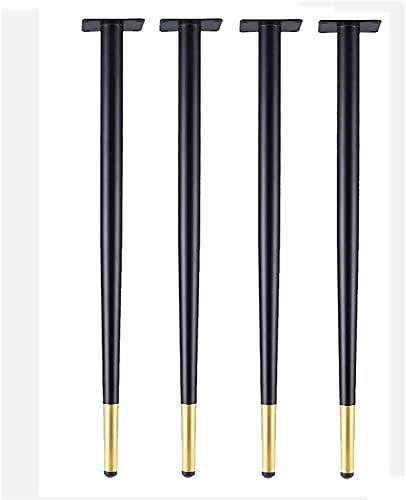 JYMALISA Möbelfüße 4 Möbelbeine aus Metall, runde, konische Tischbeine, robuste Möbelbeine, Möbelersatz, perfekt für Esstisch, Couchtisch, mit Schrauben-Gold+Black Straight Cone||10CM von JYMALISA