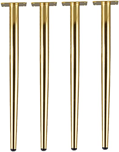 JYMALISA Möbelfüße 4 Möbelbeine aus Metall, runde, konische Tischbeine, robuste Möbelbeine, Möbelersatz, perfekt für Esstisch, Couchtisch, mit Schrauben-Gold Straight Cone||10CM von JYMALISA