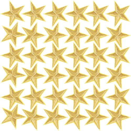 JYvivid 30pcs Star Iron on Patch, Iron on Sew on Patches Embellishments, Star Embroidered Patches for Clothes, Hats, Jackets, Backpacks, Decoration (Gold, 2.5 cm) von JYvivid