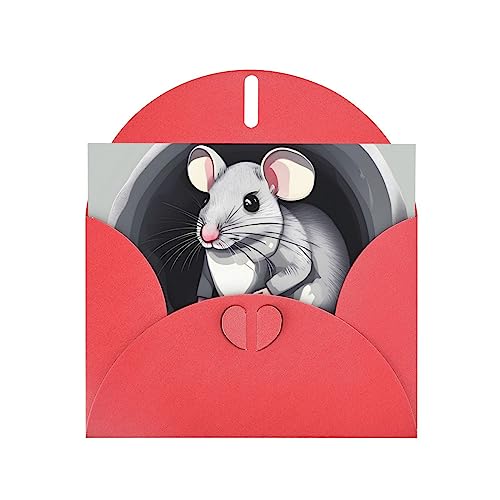 Grußkarte mit Maus im Loch, elegante Perlpapier-Urlaubskarte für Weihnachten, Segenskarte, Geburtstag, Valentinstag von JZIRQWKXVS