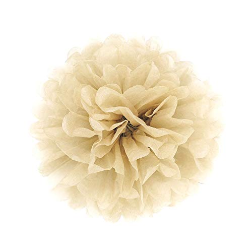 JZK 10 x Pompoms Pompons, 25cm Durchmesser, Seidenpapier blume Dekoration für Wohnzimmer Hochzeit Geburtstag Babyparty Kinder Party Weihnachten Silvester, Khaki/ Hellbraun von JZK