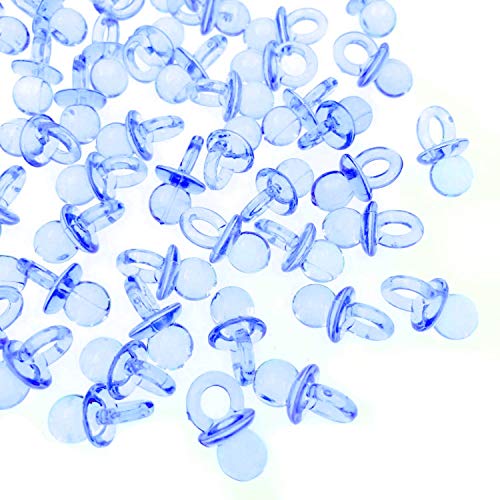 JZK 100x Blau Mini Deko Schnuller, Tischdeko Konfetti Dekoration Confetti Mitgebsel Geschenk für Taufe Baby Shower Babyparty Hochzeit Geburtstag Kinder Party von JZK