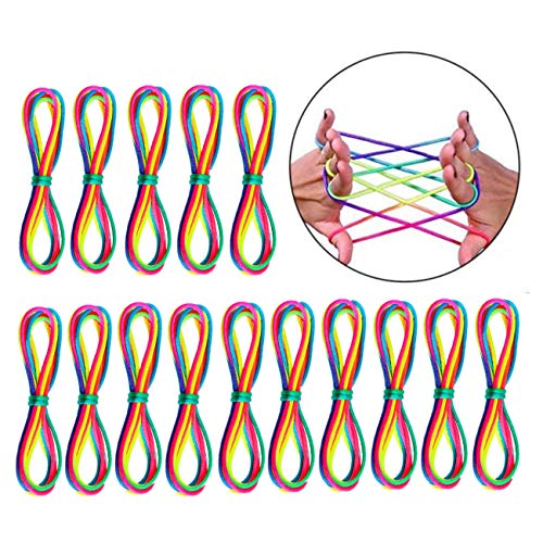 JZK 15 x Regenbogen Fadenspiel Fingerspiel Fingertwist Rainbow Ropes für Kinder Party Geburtstag Party Favors Mitgebsel Gastgeschenk Geschenk von JZK