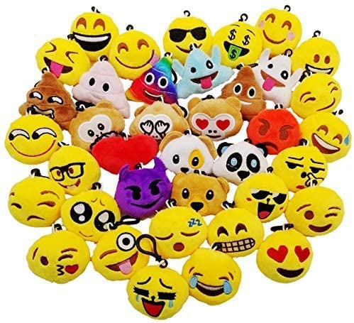 JZK 38x 5cm Mini Emoji Plüsch Schlüsselanhänger Smileys Tasche Anhänger, Party Favors Mitgebsel Gastgeschenk Geschenk für Kinder Party Geburtstag von JZK