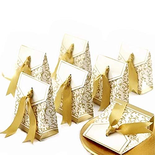 JZK 50x Gold Partygeschenke Box Papier Kleine Geschenkbox für 50 Jahre Goldene Hochzeit, 50. Jahrestag Party Süßigkeiten Konfetti Box, Geburtstag, Taufe, Abschlussfeier, Weihnachtsgeschenke Box von JZK