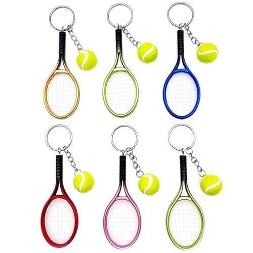 JZK 6 x Mini Tennisschläger Schlüsselanhänger Tennisball Schlüsselanhänger Tennis Thema Geschenk Tennis Fan Geschenk Tennis Party Favors Dekorationen Sportspiele Souvenir von JZK