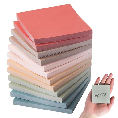 12 Pads Sticky Notes, 600 Blätter 3x3 Zoll farbige neu positionierbare Notizböden für Schul-, Zuhause oder Bürovorräte von JZLEJC