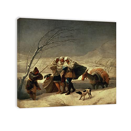 Berühmte Leinwand Wandkunst Francisco José de Goya Ölgemälde Reproduktion auf Leinwand(Der Schneesturm, 1786 87)Poster und Drucke Klassische Religion Bilder 90x108 cm(35x43in)gerahmt von JZSDGB