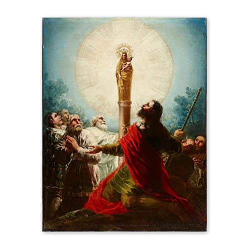 Berühmte Leinwand Wandkunst Francisco José de Goya Ölgemälde Reproduktion auf Leinwand(El apóstol Santiago y sus discípulos adorando a la Virgen del Pilar)Poster und Drucke Klassische Religion Bilder 80x105 cm(31x41in), rahmenlos von JZSDGB