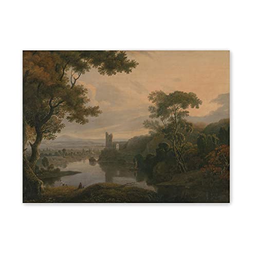 Berühmte Leinwand Wandkunst George Barret Sr. RA Ölgemälde Reproduktion auf Leinwand(Flusslandschaft)Poster und Drucke Klassische Religion Bilder 20x28 cm(8x11in), rahmenlos von JZSDGB