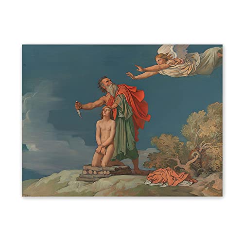 Berühmte Leinwand Wandkunst Hippolyte Flandrin Ölgemälde Reproduktion auf Leinwand(Die Opferung Isaaks,1860)Poster und Drucke Klassische Religion Bilder 50x65cm(19x26in)Rahmenlos von JZSDGB