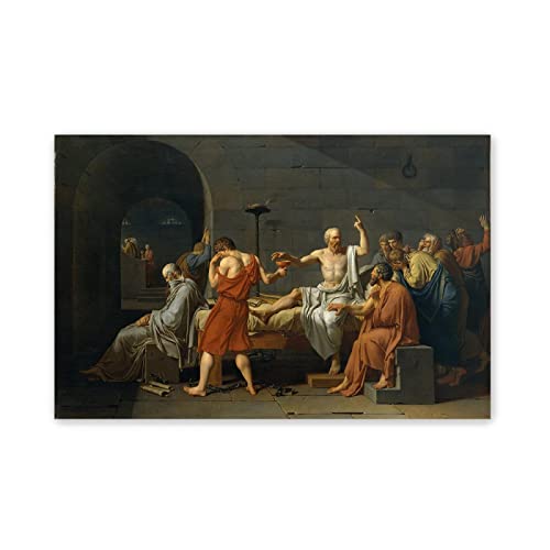 Berühmte Leinwand Wandkunst Jacques Louis David Ölgemälde Reproduktion auf Leinwand(Der Tod des Sokrates)Poster und Drucke Klassische Landschaft Bilder 80x120 cm(31x47in), rahmenlos von JZSDGB