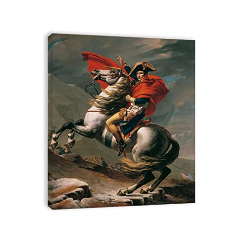 Berühmte Leinwand Wandkunst Jacques Louis David Ölgemälde Reproduktion auf Leinwand(Napoleon überquert die Alpen)Poster und Drucke Klassische Landschaft Bilder 60x70 cm(24x28in)gerahmt von JZSDGB