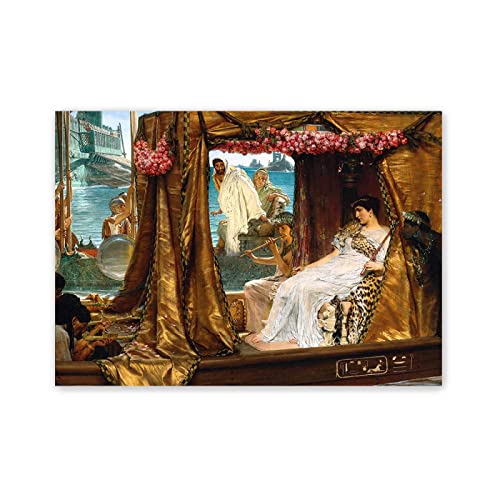 Berühmte Leinwand Wandkunst Lawrence Alma Tadema Ölgemälde Reproduktion auf Leinwand(Das Treffen von Antonius und Cleopatra)Poster und Drucke Klassische Landschaft Bilder 90x125(35x49in)rahmenlos von JZSDGB