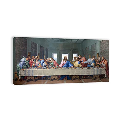 Berühmte Leinwand Wandkunst Leonardo Da Vinci Ölgemälde Reproduktion auf Leinwand(Das letzte Abendmahl)Poster und Drucke Klassische, Religionsbilder 60x120 cm(24x47in), gerahmt von JZSDGB