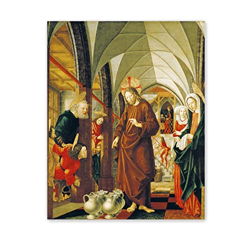 Berühmte Leinwand Wandkunst Michael Pacher Ölgemälde Reproduktion auf Leinwand(Hochzeit zu Kana)Poster und Drucke Klassische Religion Bilder 70x90 cm(28x35in), rahmenlos von JZSDGB