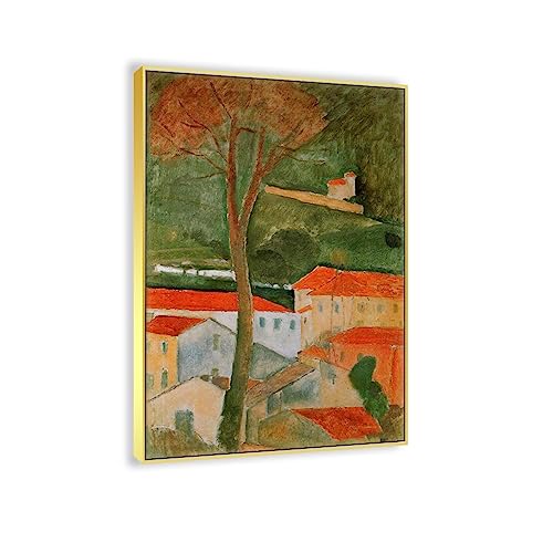 JZSDGB Goldrahmen Amedeo Modigliani Berühmte Leinwandbilder Kunstdruck, Leinwand Malerei Poster und Drucke.Wandbilder für Wohnkultur(Landschaft) 50x80cm(20x31in) von JZSDGB