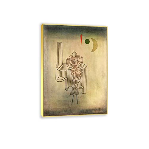 JZSDGB Goldrahmen Bild auf Leinwand Geometrische-berühmte Gemälde Paul Klee Giclée Druck auf Leinwand-Ölgemälde-Reproduktionen-Kunstwerke Poster und Drucke-Abgang des Geistes 85x120cm(33x47in) von JZSDGB