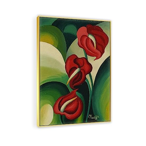 JZSDGB Leinwandbilder-Georgia O'Keeffe(Blumenstrauß)-Ölgemälde auf Leinwand-Berühmte Kunstdrucke-Poster und Druck klassisch Leinwand Wandkunst Bilder 30x45cm(12x18in) Schwarzer Rahmen von JZSDGB