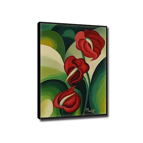 JZSDGB Leinwandbilder-Georgia O'Keeffe(Blumenstrauß)-Ölgemälde auf Leinwand-Berühmte Kunstdrucke-Poster und Druck klassisch Leinwand Wandkunst Bilder 80x120cm(31x47in) Goldrahmen von JZSDGB