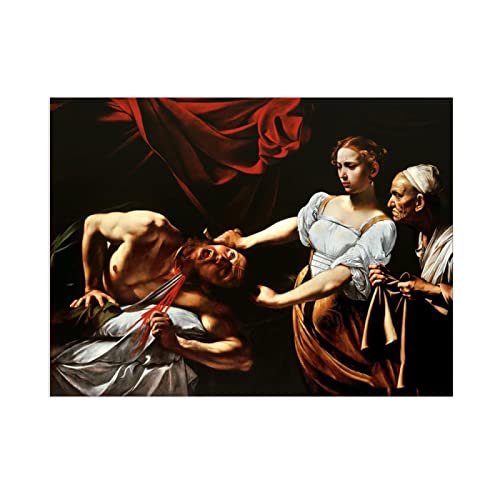 Leinwandbild–Caravaggio-Berühmte Gemälde Kunstdruck Bild auf Leinwand-Reproduktion von Ölgemälden-(Judith enthauptet Holofernes)Wandbilder auf Leinwand für Wohnzimmer 30x42cm(12x17in)Rahmenlos von JZSDGB