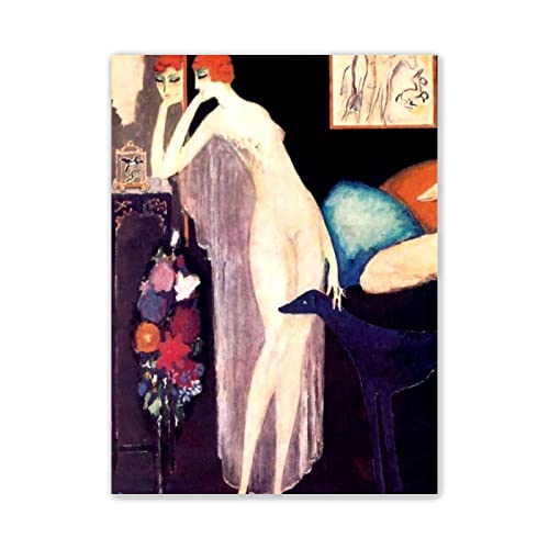 Leinwandbilder-Kees Van Dongen Berühmte Gemälde-Kunstdruck Poster und Drucke-Reproduktion Ölgemälde auf Leinwand-'Marchesa Casati'-Wandkunst Porträt Bilder Für Wohnkultur 80x110cm(31x43in)Rahmenlos von JZSDGB