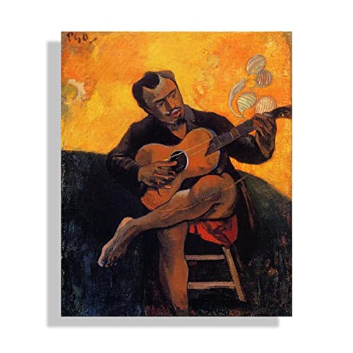 Rahmen-Druck auf Leinwand BerüHmte Gemälde Paul Gauguin„Der Gitarrist“Impressionistische Landschaft Ölgemälde auf Leinwand Poster und Drucke Wandbild 50x60cm(20x24in)Rahmene von JZSDGB