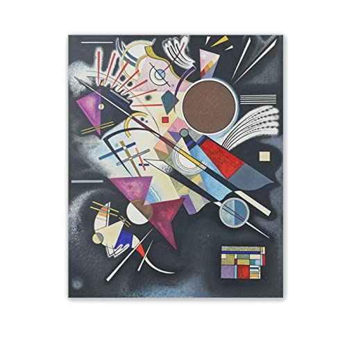 Wassily Kandinsky Leinwand Bild-Abstrakte Kunst Kunstdruck auf Leinwand-Berühmter Gemälde Druck auf Leinwand-'Begleitung in Schwarz 'Wandkunst Leinwand Malerei Poster 90x115cm(35x45in) Rahmenlos von JZSDGB