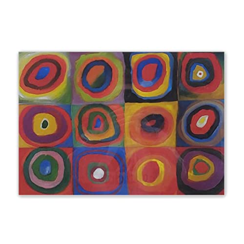 Wassily Kandinsky Leinwand Bild-Abstrakte Kunst Kunstdruck auf Leinwand-Berühmter Gemälde Druck auf Leinwand-'FarbquadrantWandkunst Leinwand Malerei Poster 80x110cm(31x43in) Rahmenlos von JZSDGB