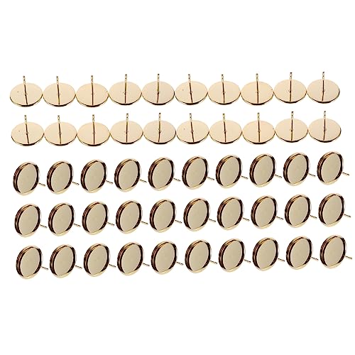 50 Stück Ohrringhalter Rohlinge Tablett für Schmuck Tablett Blank für DIY Blank Ohrringe Tablett Post Cup Schmuck Kit Ohrring Strass Lünetten Edelstahl Golden von JZWCHQ