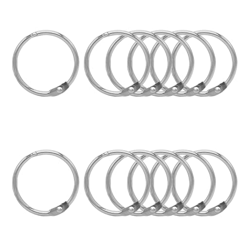 Binderinge aus Metall, Buchringe, 25 mm, lose Blätter, Papierringe für Karteikarten, Schlüsselanhänger, Schule, Büro, Zuhause, 12 Stück von JaAoyoo