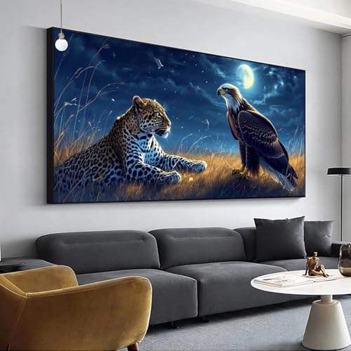 Diamant Painting Mond Diamond Painting Leopard Bilder, Diamond Painting Set für Erwachsene Kinder, 5D Diamant Painting Groß 30x60cm DIY Full Drill Diamant Malerei Kits, für Haus Wanddeko Y-79 von Jaalinng