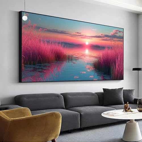 Diamant Painting Sonnenuntergang Diamond Painting Landschaft Bilder, Diamond Painting Set für Erwachsene Kinder, 5D Diamant Painting Groß 70x140cm DIY Full Drill Diamant Malerei,Wanddeko Y-531 von Jaalinng