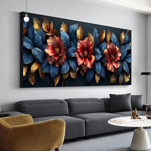 Diamond Painting Blumen Diamant Painting Set für Erwachsene Kinder,5D Diamond Painting Farbe Bilder,Full Drill Eckige Steine Diamant Malerei 100x200cm DIY Diamant Kunst Kits,für Home Wand Décor Y-584 von Jaalinng