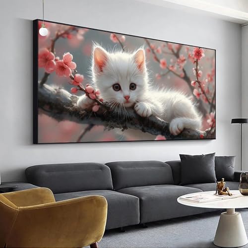 Diamond Painting Katze Diamant Painting Set für Erwachsene Kinder,5D Diamond Painting Baum Bilder,Full Drill Eckige Steine Diamant Malerei 100x200cm DIY Diamant Kunst Kits,für Home Wand Décor Y-14 von Jaalinng