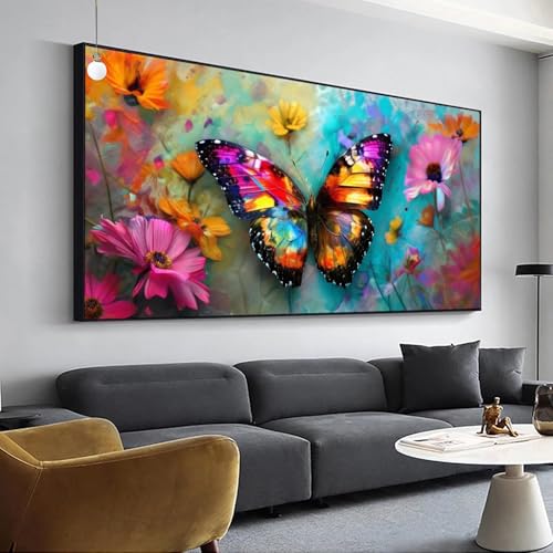 Diamond Painting Schmetterling Diamant Painting Set Erwachsene Kinder,5D Diamond Painting Blumen Bilder,Full Drill Eckige Steine Diamant Malerei 100x200cm DIY Diamant Kunst Kits,Home Wand Décor Y-29 von Jaalinng