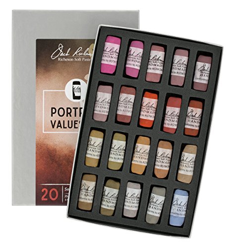 Jack Richeson 422938 Handgerollte weiche Pastellkreiden Werte 3-4, 20-teiliges Hochformat-Set von Jack Richeson